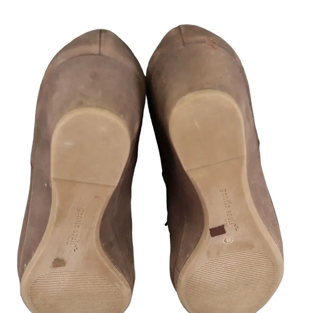 Gentle Souls Shoes Womens 8 Wedge Sandal Lace Up Comfort Classic Leather Brown